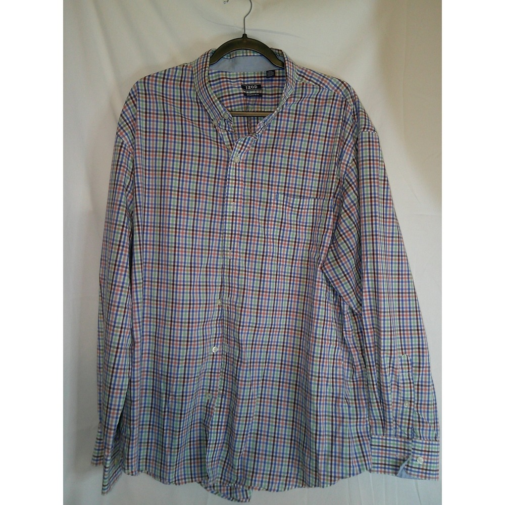 IZOD Men's Long Sleeve Plaid Button Down Wrinkle Stretch Casual Shirt XXL